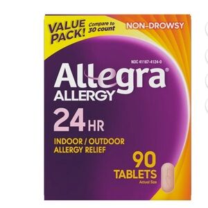 NWT Allegra Allergy 24HR Tablets. 90 Tablets Value Pack! Compare to 30 Count.